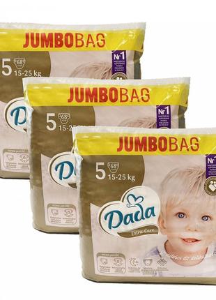 Дитячі одноразові підгузки dada extra care jumbo bag розмір 5 junior (15-25 кг) 204 шт