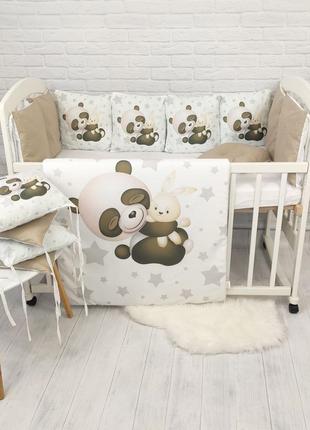 Детская постель с милыми пандами