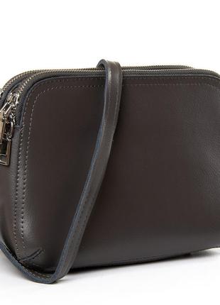 Жіноча сумочка на три відділення з натуральної шкіри largoni 8725-220 сірий