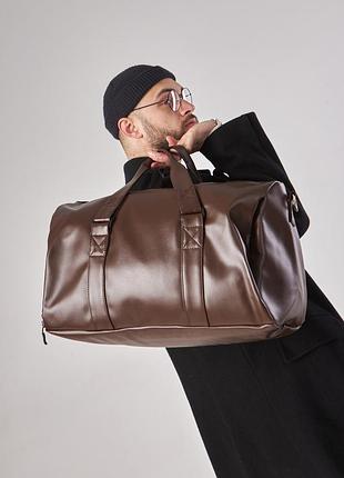 Спортивная / дорожная сумка с карманом для обуви 35l brown на 2 отделения