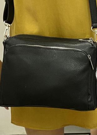 Голубая кожаная сумка сумка мягкая через плечо удобная сумка кросс боди8 фото