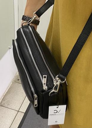 Голубая кожаная сумка сумка мягкая через плечо удобная сумка кросс боди9 фото