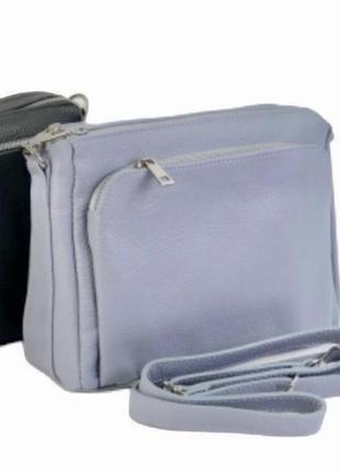 Голубая кожаная сумка сумка мягкая через плечо удобная сумка кросс боди1 фото