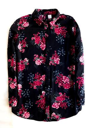Вискозная рубашка блузка прямого кроя цветочный принт от h&m4 фото