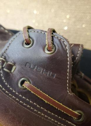 Rushu брендові чоловічі шкіряні мокасіни туфлі прошита підошва шкіра коричнева5 фото