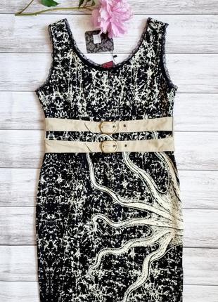 Нова дизайнерстка цікава бавовняна сукня у принт з пасками з щільного котону у стилі стімпанк