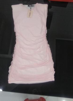 Платье нежно розовое  сеточка с подплечниками стрэйч.разм 382 фото