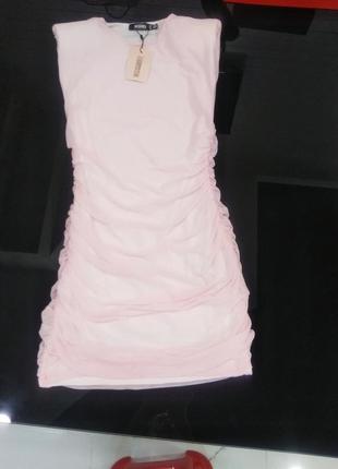 Платье нежно розовое  сеточка с подплечниками стрэйч.разм 38