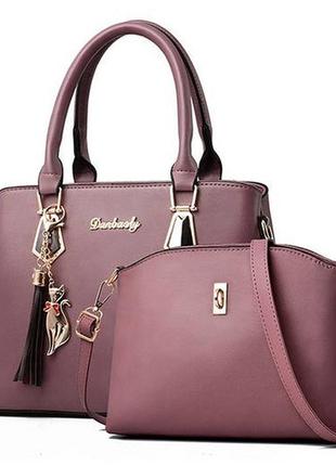 Жіноча сумка + міні сумочка клатч фіолетовий