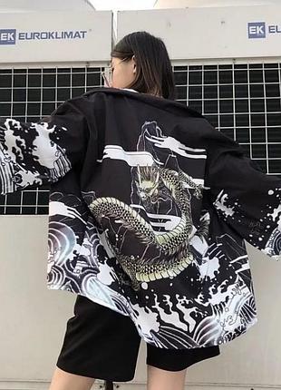 Кімоно хаорі з драконом унісекс у стилі haradjuku