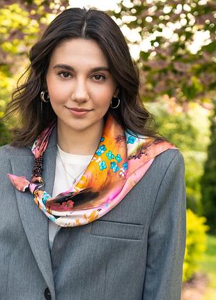 Дизайнерский платок "голубая сакура "  от бренда my scarf