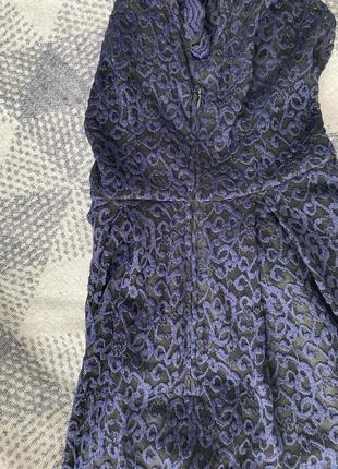 Синее кружевное платье4 фото