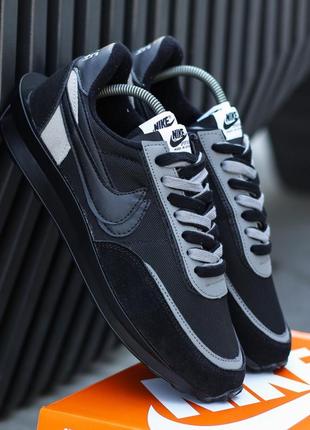 Мужские кроссовки nike platinum ld waffle sacai black grey 41-43-45-46