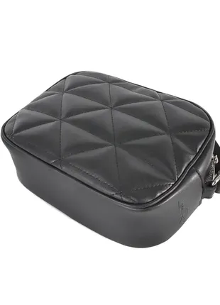 Стильна якісна невелика стьобана крос-боді сумочка на блискавці чорна (№742)2 фото
