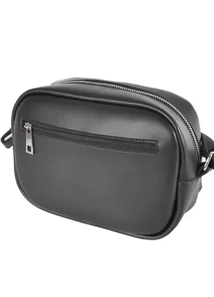 Стильна якісна невелика стьобана крос-боді сумочка на блискавці чорна (№742)4 фото