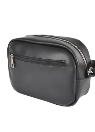 Стильна якісна універсальна стьобана крос-боді сумочка на блискавці чорна (№759)2 фото