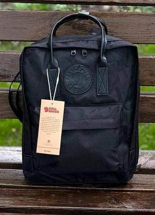 Черный городской рюкзак kanken classic dark с кожаными ручками, канкен класик. 16 l5 фото