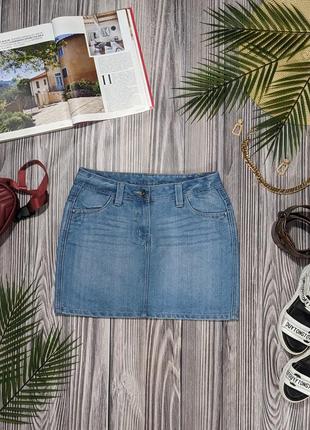 Голубая джинсовая плотная короткая юбка george #1306