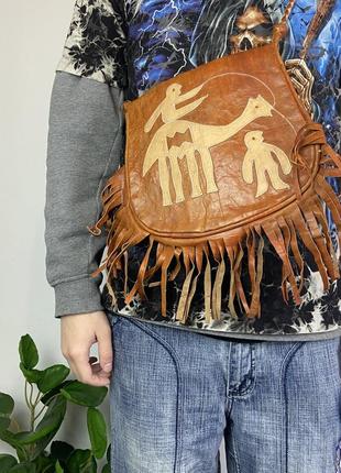 Редкая кожаная сумка aztec vintage