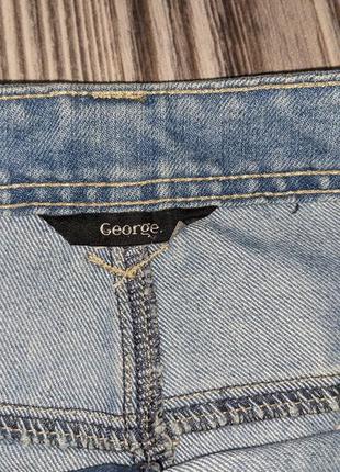 Голубая джинсовая плотная короткая юбка george #13066 фото