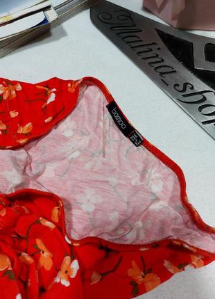 Сукня червона в квіти з поясом сарафан з поясом віскоза 42 44 prettylittlething платье в цветочек8 фото