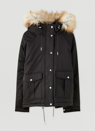 Куртка с капюшоном pull&bear цвет черный xs1 фото