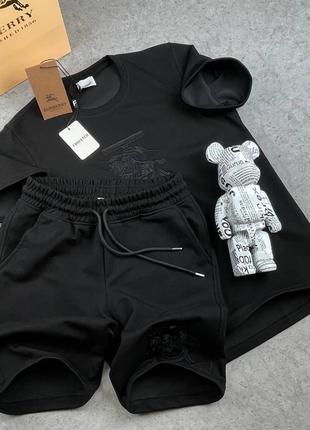 Мужской комплект футболка + шорты / качественный комплект burberry в черном цвете на лето4 фото
