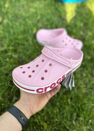 Женские кроксы баябенд crocs bayaband розового цвета7 фото