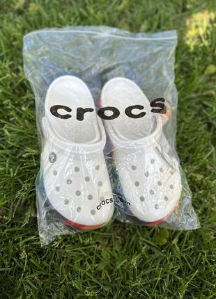 Кроксы женские белые сабо crocs crocband white купить5 фото