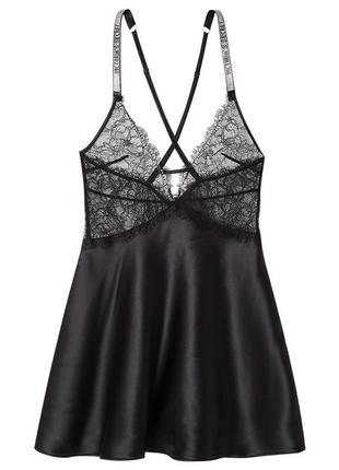 Атласный пеньюар с кружевом shine strap satin lace slip victoria’s secret3 фото