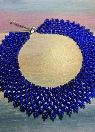 Ожерелье: украинская силянка из бисера синяя (ручная работа)