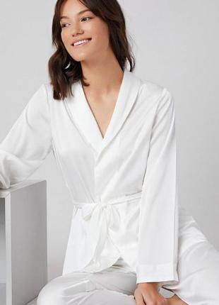 Шелковый комплект блуза и штаны для дома и сна белый4 фото