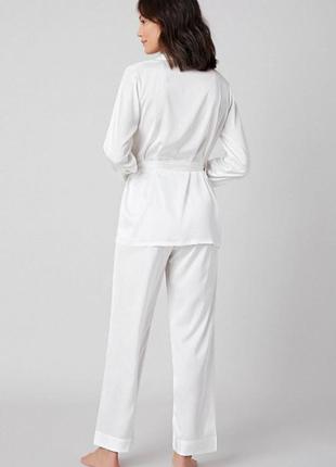 Шелковый комплект блуза и штаны для дома и сна белый3 фото