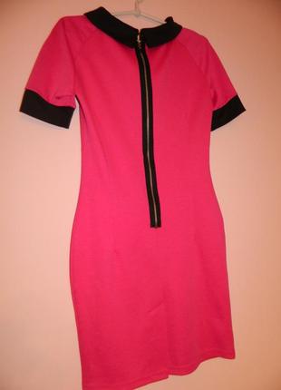 Р. 42-44/xs-s платье ярко розовое фуксия с черным5 фото
