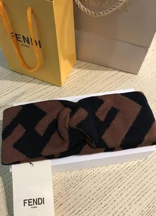 Fendi пов'язка/обруч/чалма на голову — чорна — коричнева