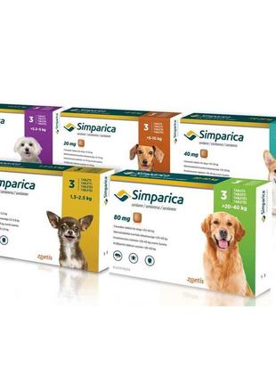 Simparica для собак масою 40-60 кг  ⁇  від бліх і кліщів симпарика — 3 шт.2 фото
