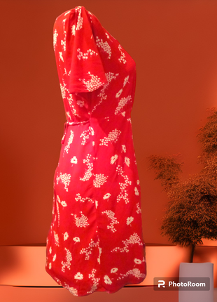 Красива червона літня сукня плаття віскоза квітковий принт нарядне легке туніка базова повсякденна короткий рукав нова3 фото