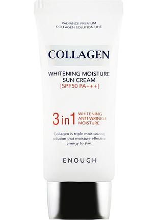 Сонцезахисний крем для обличчя з морським колагеном enough collagen 3in1 whitening moisture sun crea