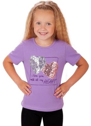 Красивая футболка с блестящими пайетками, футболка с сердечком, сиреневая, розовая, голубая, персиковая красивая футболочка для девушек3 фото
