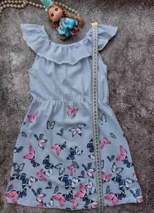 Хлопковое платье сарафан с бабочками h&m 2-4 года 98/104см8 фото