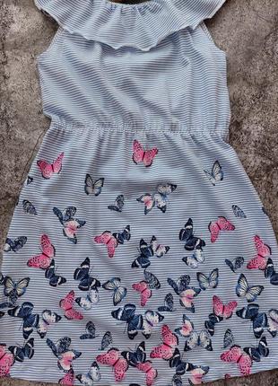Хлопковое платье сарафан с бабочками h&m 2-4 года 98/104см4 фото