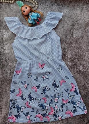 Хлопковое платье сарафан с бабочками h&m 2-4 года 98/104см3 фото