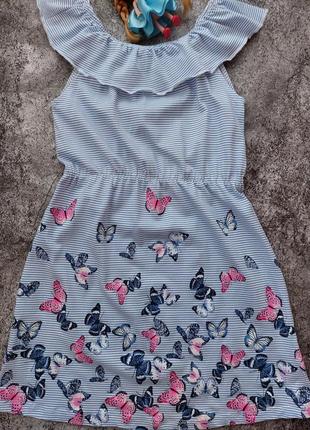 Хлопковое платье сарафан с бабочками h&m 2-4 года 98/104см5 фото