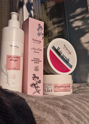 Безсульфатний шампунь, маска, скра-пілінг, сироватка проти випадіння, top beauty