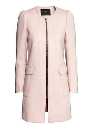 Бежевое пальто с розовым оттенком на молнии h&m #22551 фото