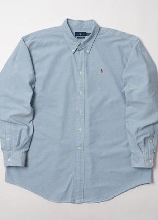 Raplh lauren oxford shirt player logo button down in light blue чоловіча сорочка