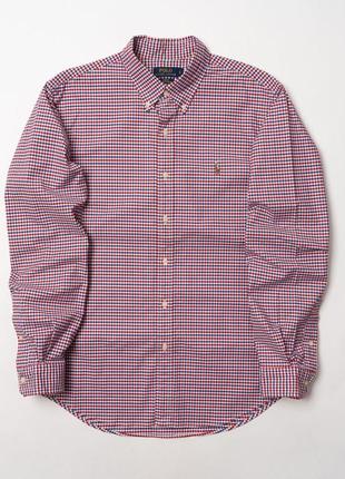 Polo ralph lauren mens stretch oxford blue & red check pattern shirt чоловіча сорочка