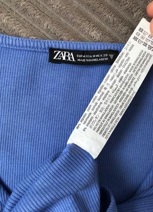 Кроп топ в рубчик zara синий7 фото