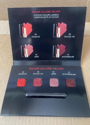 Chanel rouge allure velvet набір зразків помад 4х0,25ml1 фото