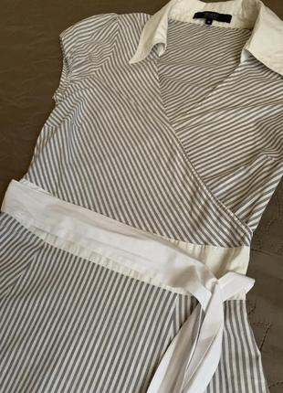 Сукня міді пояс літня сіра біла в полоску с розмір2 фото